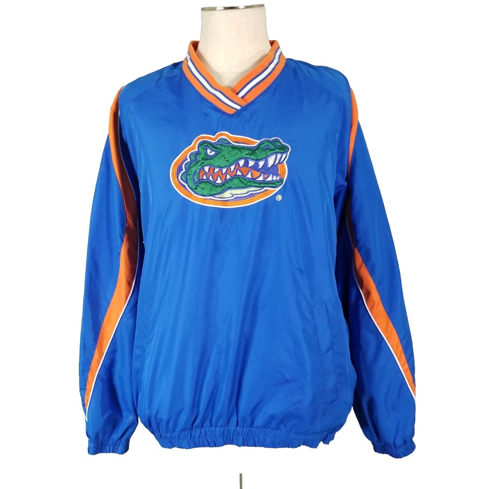 NCAA Windshirt Mens Medium Blue Florida Gators Pullover Flawed Football Jersey